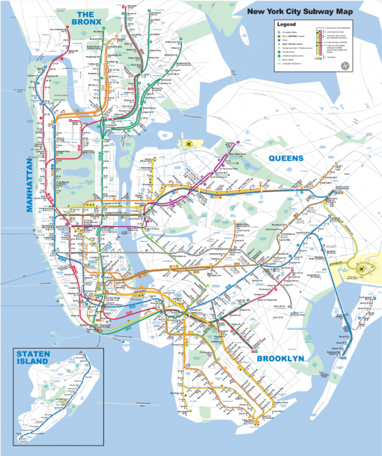 New York City metró térkép - New York City subway map