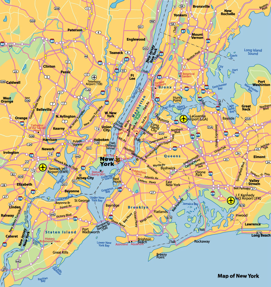 new york térkép New York, New York City, Manhattan, Brooklyn, Térkép, Repülőjegy  new york térkép